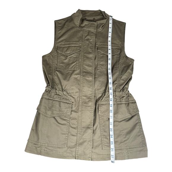 Banana Republic Sage Green Utility Peplum Vest Size Small Drawstring Waist - Picture 9 of 11